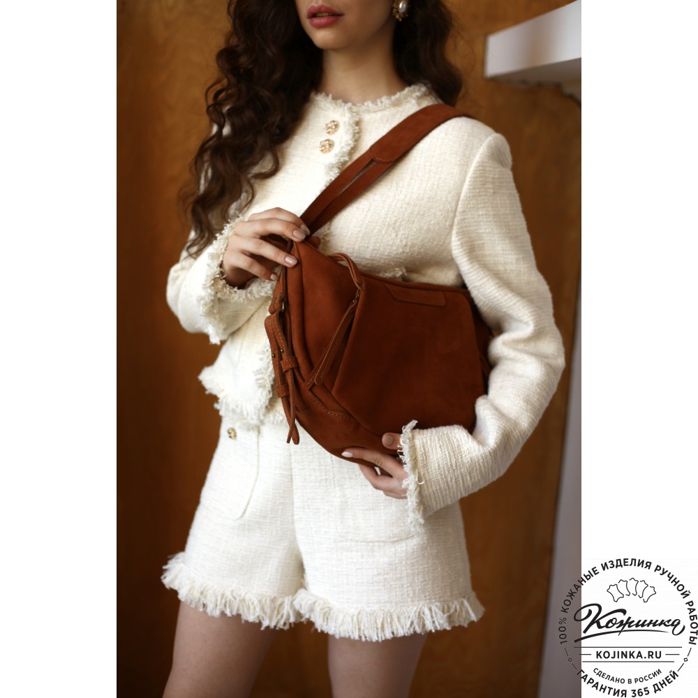 Женская кожаная сумка "Техас" (коричневый нубук)